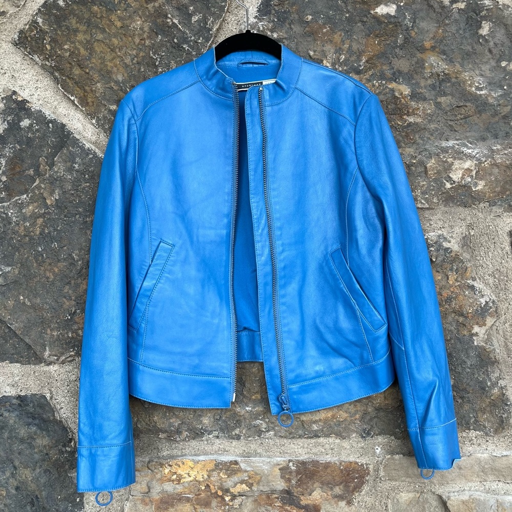 SportMax Baby Blue Leather Jacket